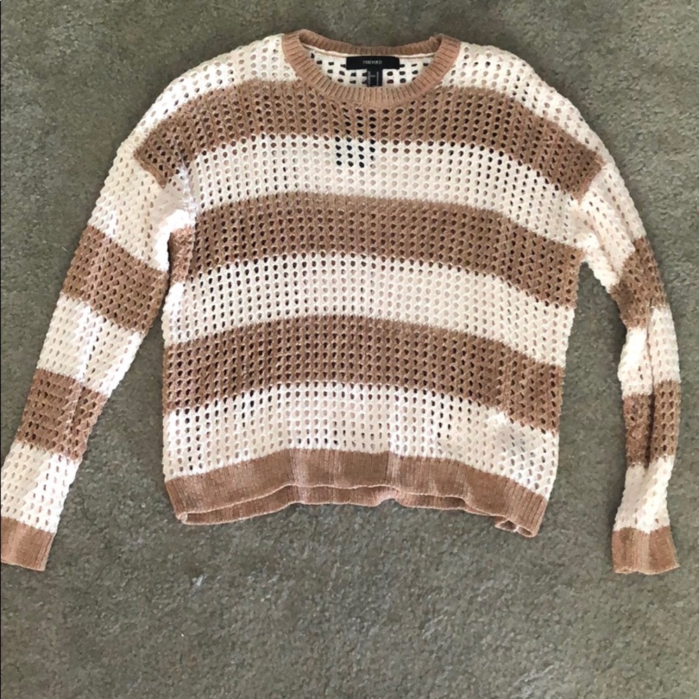 Brown and white striped sweater